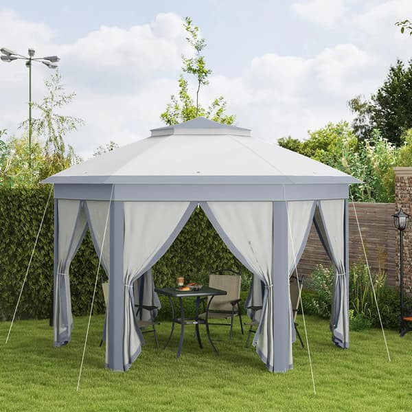 Paviljong, Fällbar Design, Myggskydd,Ljusgrå, XL