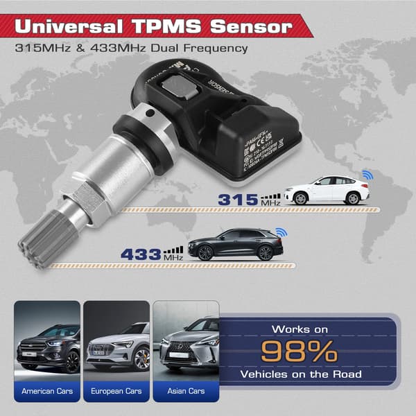 TPMS-sensor, 315MHz og 433MHz dual-frekvens, nem installation,4PCS MX Sensor