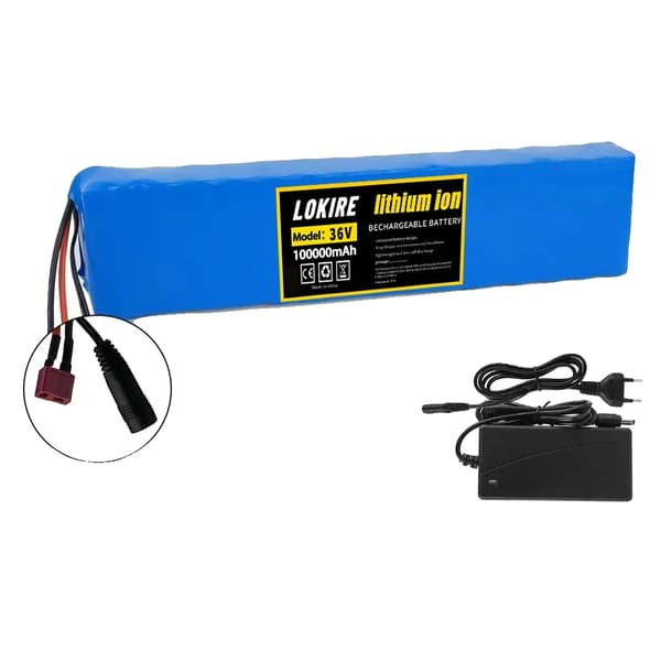 Litiumjonbatteri, 100Ah kapacitet, 36V spänning, T-DC-Laddare