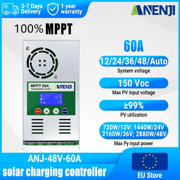 Solcellelader, 60A Udgang, Multi-Spænding Kompatibel,ANJ-48V-60A