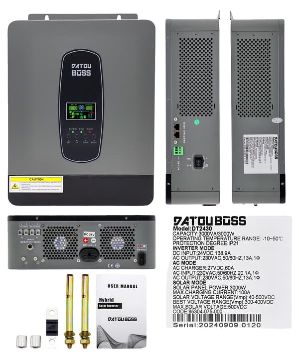 Hybrid sol inverter, hög effektklass, MPPT-teknik,24V 3000W
