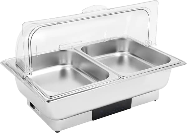 Elektrisk Chafing Dish, Temperaturkontrol, LED Display,Sølv