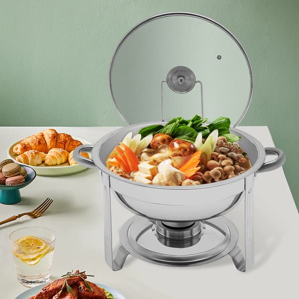 Chafing Dish, Rund Matvärmare, Glaslock,Silver