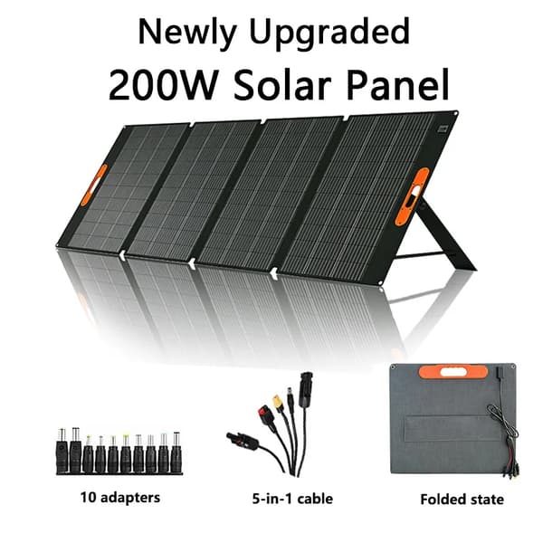 Solpanel, Bærbar, Holdbar Konstruktion,5-i-1-SP200W