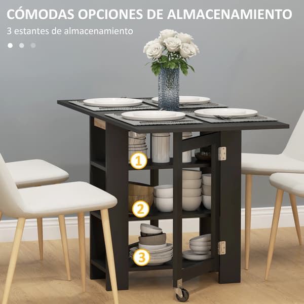 Spisebord, Foldbart Design, Moderne Stil,sort