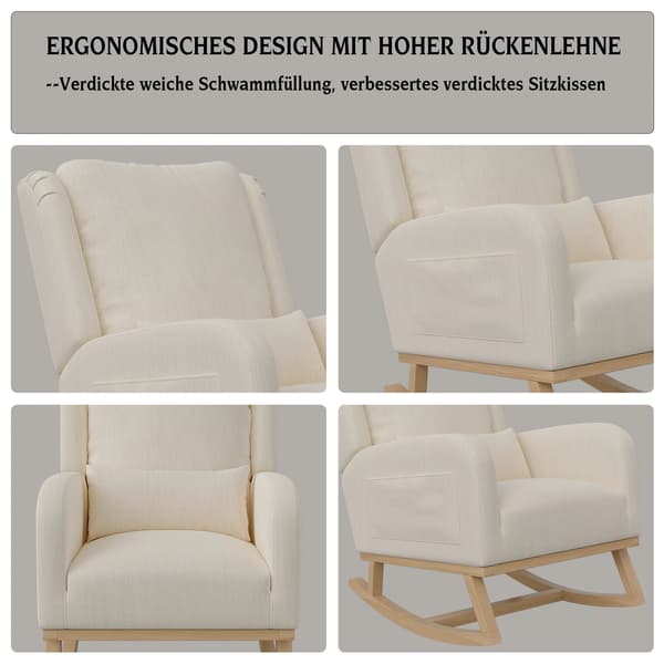 Fåtölj, Massivt Trä, Modern Minimalistisk Design,Vit Ris