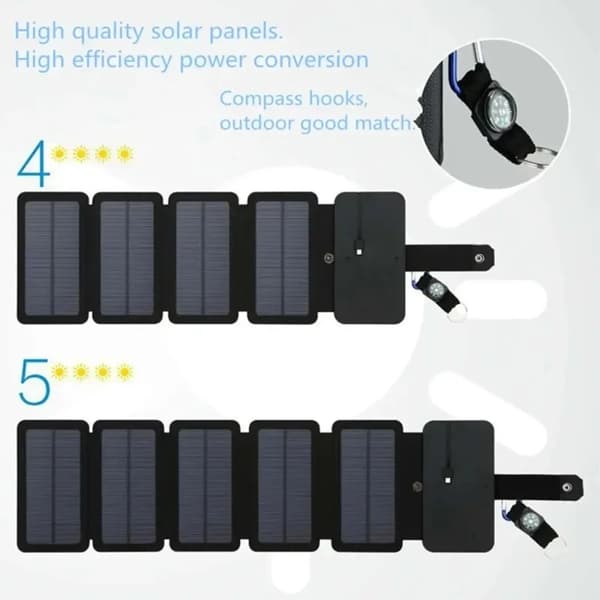 Solarlader, Bærbar Design, Kompatibel med Smartphones,sort