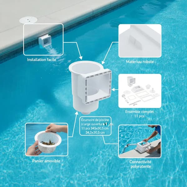 Poolskimmer, Bred Mun Design, Lätt och Hållbar,armégrön