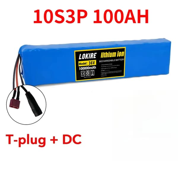Litiumjonbatteri, 100Ah kapacitet, 36V spänning, T-DC