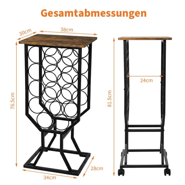 Vinkøler, Flytbart Design, Plads til 12 Flasker,brun