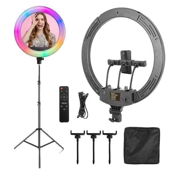 Ring Light, Dæmpbar Lysstyrke, 360-Graders Rotation,280cm Sort