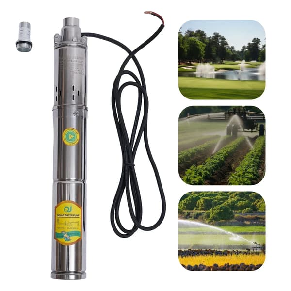 Solvattenpump, 370W Effekt, 65m Max Lyft,Silver, EU, 24V