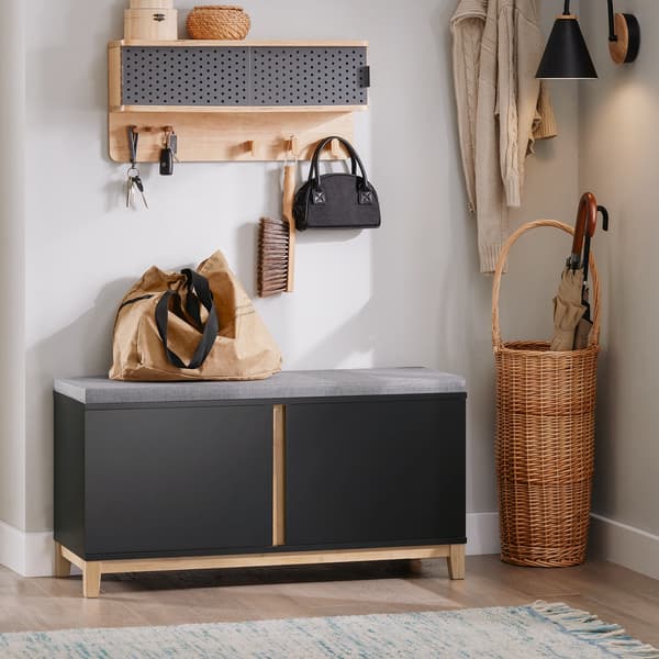 Sko bænk, Trækonstruktion, Moderne minimalistisk design,sort