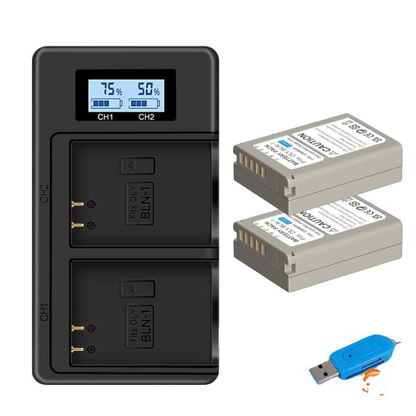 Kamerabatteri, 2280mAh kapacitet, dual USB-oplader,2 Batteri 1 Oplader