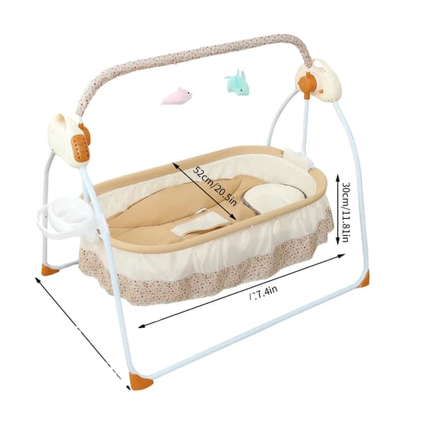Babyseng, Bluetooth-forbindelse, justerbar svingamplitude,Khaki