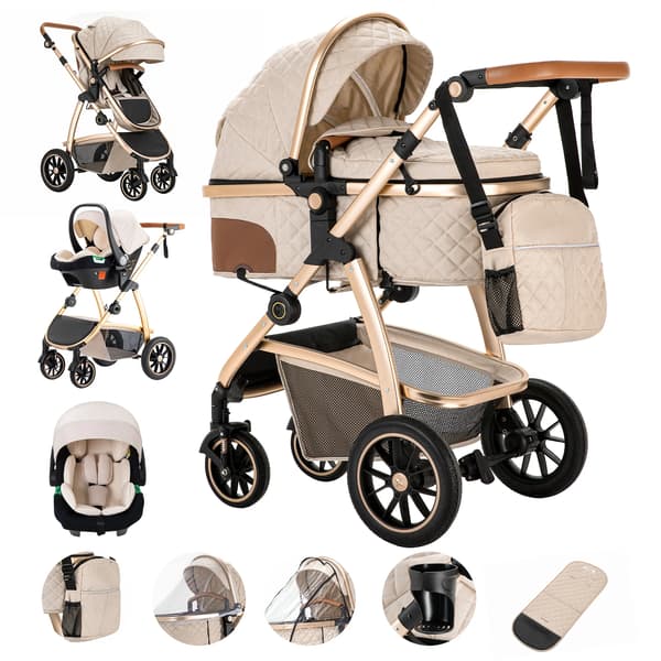 Babyvogn, Justerbart greb, Alsidig design, SK20-BEIGE
