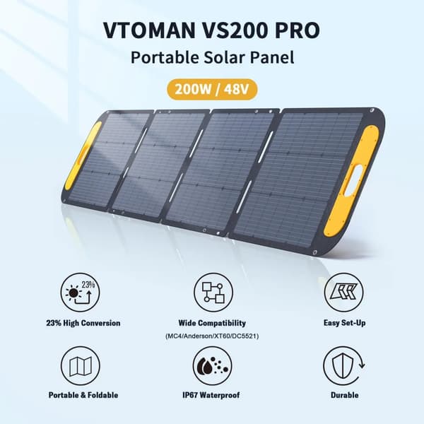Solpanel, Hög Effektivitet, Vattentålig Design,VS200 PRO 200W