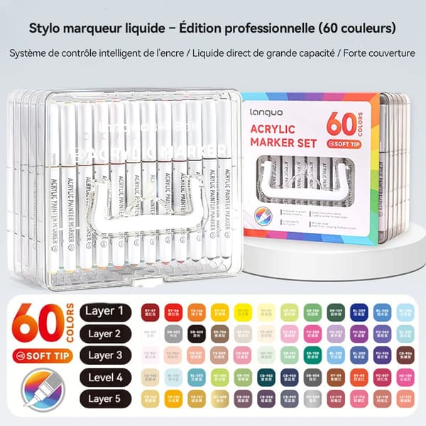 Kunstmarker, 60 Farver, Penselspids Design,60 farver