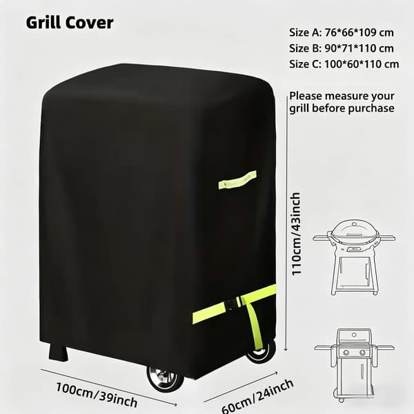 Grillovertræk, Vandafvisende, Letvægtsdesign,Sort (100*60*110 cm)
