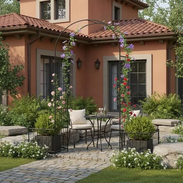Havebue, Blomsterblad Design, Dobbelt Plantekasser,sort