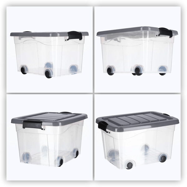 Förvaringsbehållare, Stor Kapacitet, Stapelbar Design,S, Ljusgrå