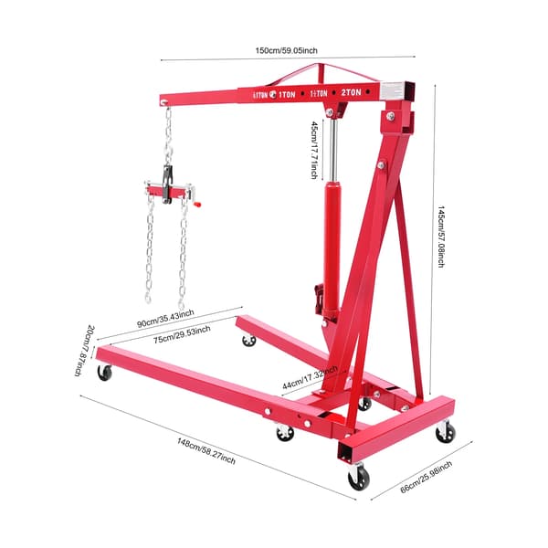 Hydraulisk Motorlyft, 8 Ton Kapacitet, Fällbar Design,Röd