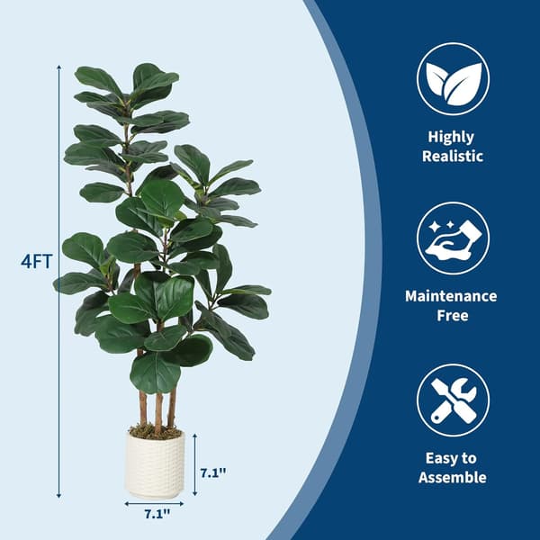 Tekokasvi Fiddle Leaf Fig, Helppo Puhdistaa, Sisustuselementti,120cm