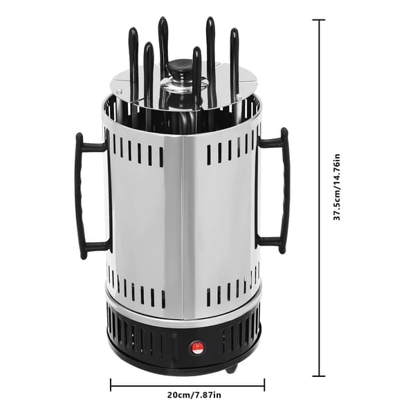 Elektrisk Grill, 6-Spyd Design, 500°C Maksimal Temperatur,sort