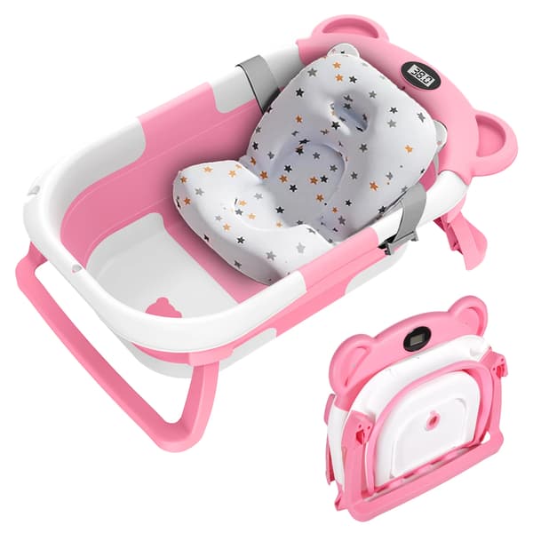 Babybadkar, Vikbar Design, Integrerad Termometer, Rosa
