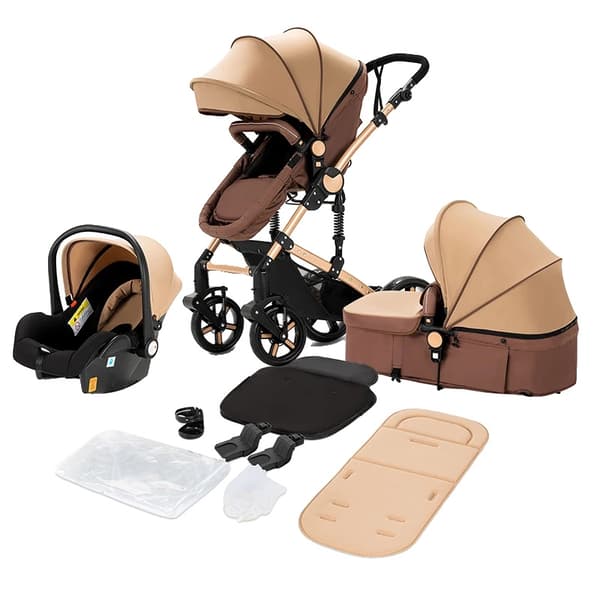 Barnvagn, Vändbar sits, Kompakt rese system, 588-Khaki