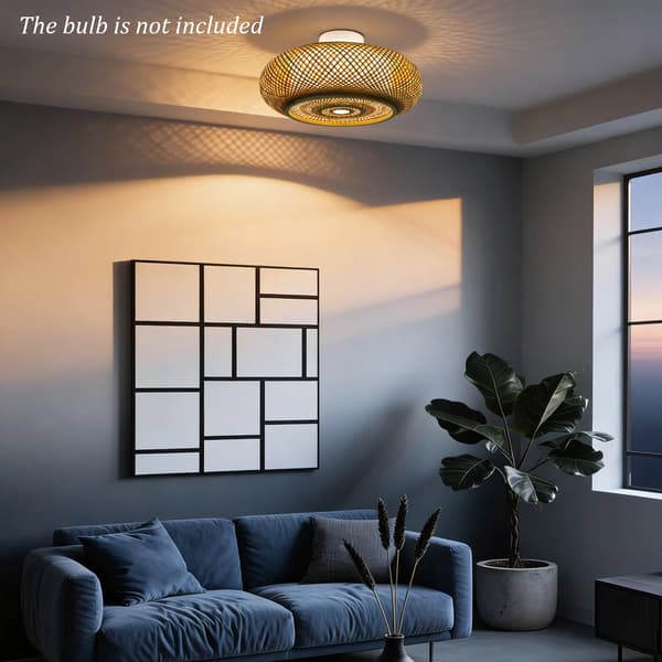 Taklampa, Bambudesign, Varm Diffuserad Belysning,M, Brun