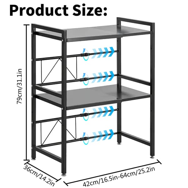 Mikroovn Hylde Organizer, Udvidelig Design, Robust Materiale,sort