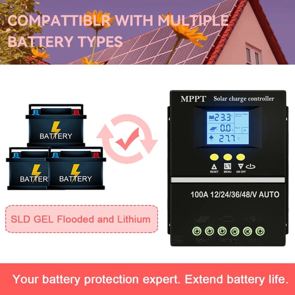 Solcelleladerregulator, 60A Maksimal Strøm, Dobbelt USB-porte,60A