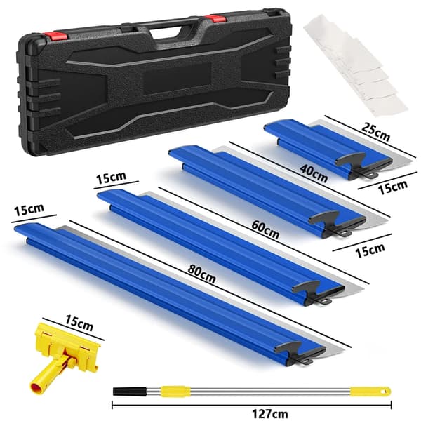 Gipsväggsputsbladset, rostfria blad, bekväm handtag,Blå 4Pcs Set