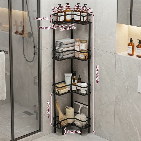 Hjørneshelf, Metal Design, Multifunktionel Opbevaring,sort