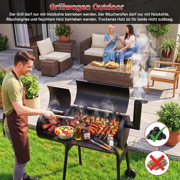 Kulgrill, Røger, Justerbare Ventiler,sort
