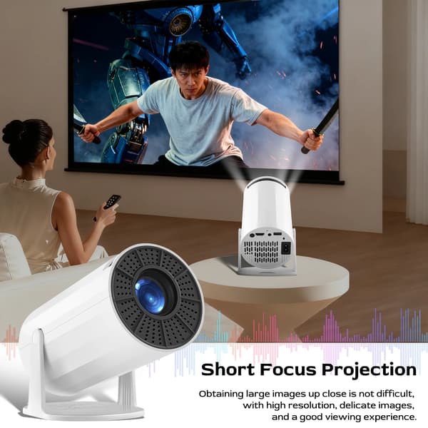 Projektor, 4K understøttelse, Wi-Fi og Bluetooth-forbindelse,hvid