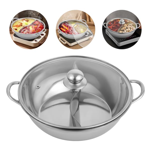Hot Pot, 2-i-1 Divider, Multifunktionell Kokkärl,silver
