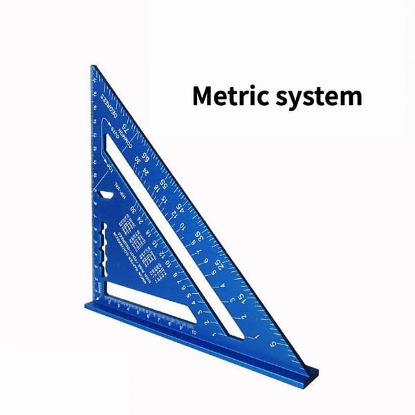 Triangulär Linjal, Hållbar Aluminiumlegering, Mångsidigt Mätverktyg,Blå metriska systemet