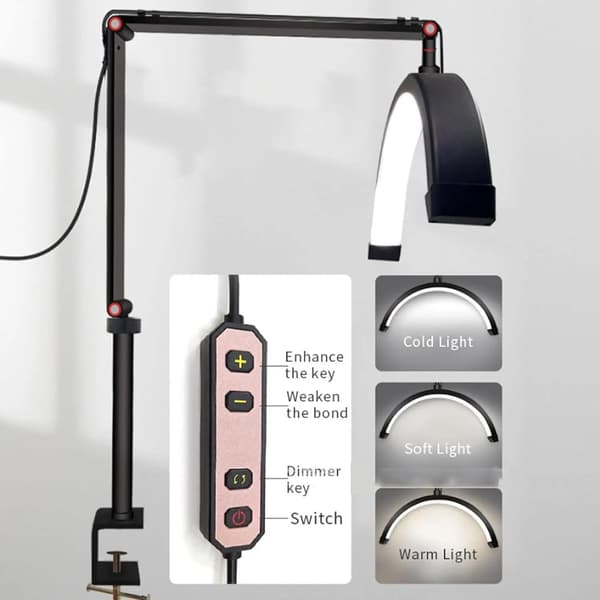 Ring Light, Justerbar Farvetemperatur, 180 LED Belysning,Sort