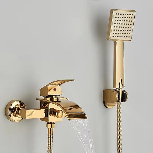Badekararmatur, Væghængt, Moderne Design,Guld