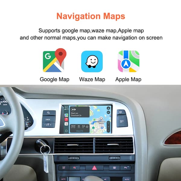Trådlöst CarPlay-gränssnitt, Stöder Android Auto, Integrering av backkamera,AC-knapp