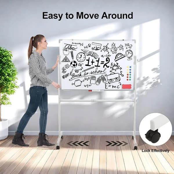 Whiteboard, Justerbar Höjd, Mobil Design,60x90cm