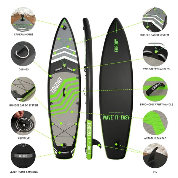 Stand Up Paddle Board, Letvægtsdesign, Komplet Tilbehørssæt,fluorescerende grøn