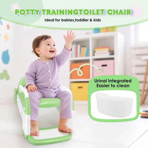 WC-istuin, integroitu portaikko, helppo puhdistaa,vihreä