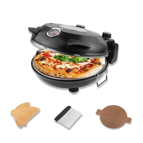 Elektrisk Pizzaovn, Keramisk Sten, Dobbeltkontrol,SORT-LMR