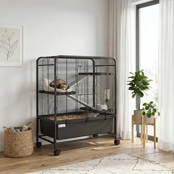 Rodentbur, Multi-Niveau Design, Nem Adgangsfunktioner,sort, L, Kvadrat