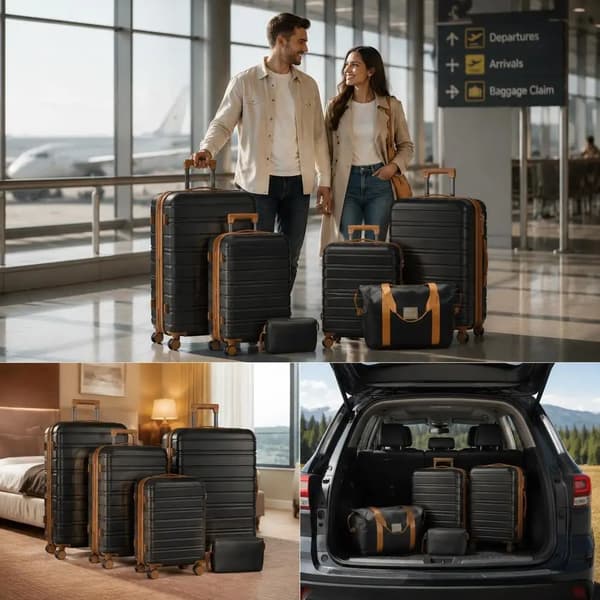 Bagageset, hårdskal, utökningsbar, hållbart ABS-material,1