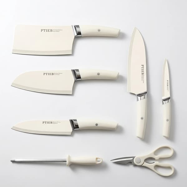 Kniv Sæt, Premium Rustfrit Stål, Ergonomisk Design,HVID