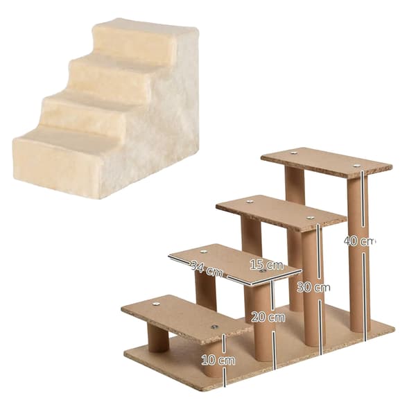 Husdjurstrappa, Avtagbart överdrag, Hållbar konstruktion,Beige